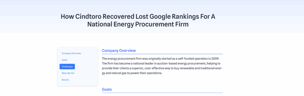 Cindtoro Case Study Recovering Lost Rankings For Procurement