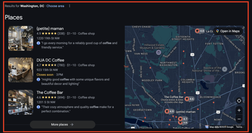 Google Map Pack Example