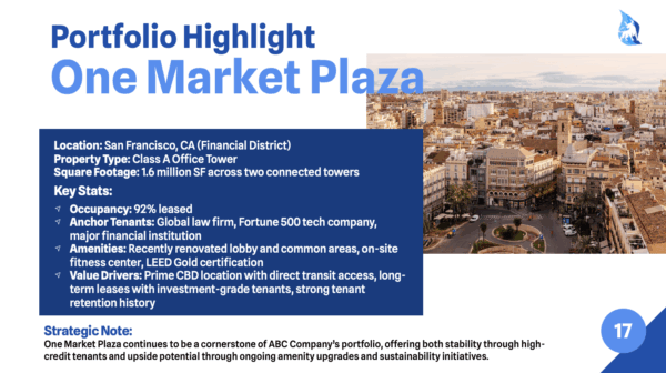 Commercial Real Estate Newsletter Template Portfolio Highlight Slide